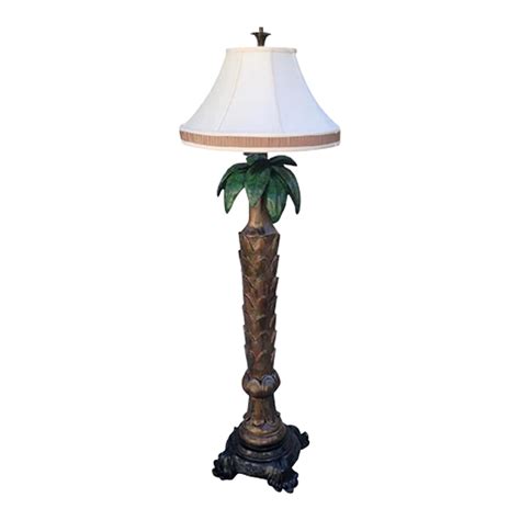 Vintage Tall Custom Painted Regency Style Palm Tree Tropical Floor Lamp ...