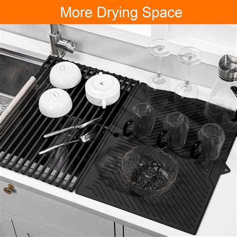 Buy IWORD Silicone Dish Drying Rack & Drying Mat Combo, More Drying ...