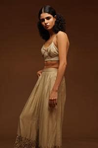 Buy Beige 30% Silk Handwoven, 70% Organic Cotton V Neck Bralette Top ...