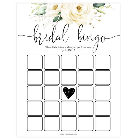 Bridal Bingo Game Printable Bridal Shower Games – OhHappyPrintables In ...