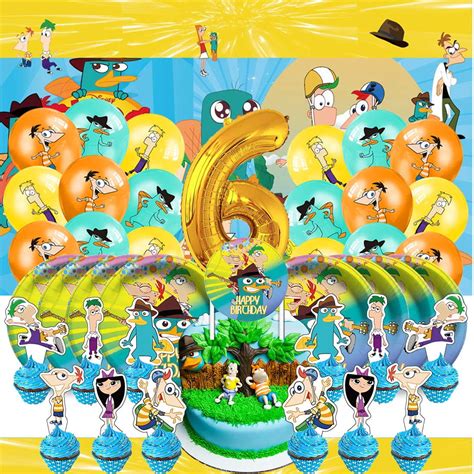 Phineas and Ferb Balloons Party Supplies 6th Decor Tableware Birthday ...