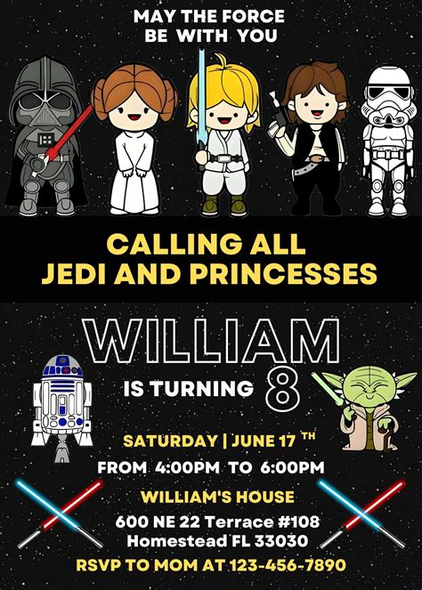 Editable Star Wars Birthday Invitation Template | Thrilling Invite ...