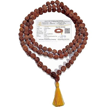 Apnisanskriti Lab Certified 5 Mukhi Rudraksha Mala Men/Women Wearing ...
