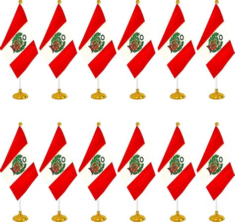 Buy WXTWK 12 Pack Peru Flag Peruvian Desk Flag Small Mini Peruvian ...