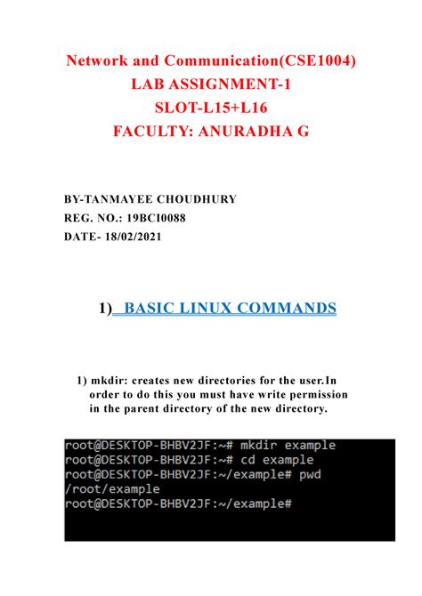 Linux Basic Commands - lab assignment - Network and Communication ...