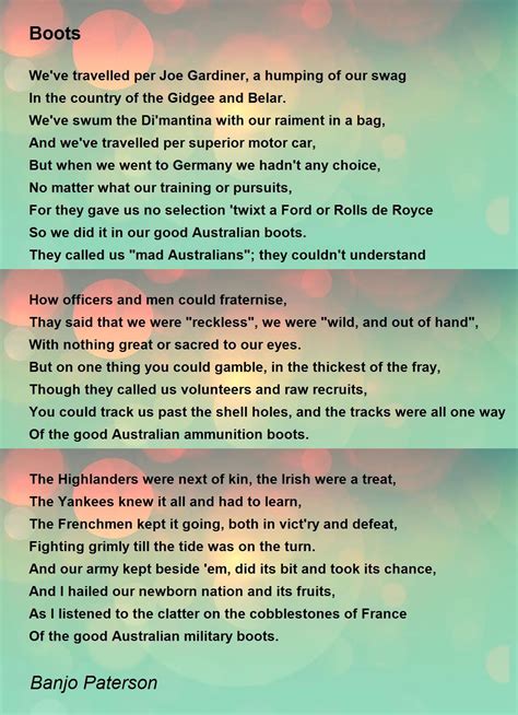 Boots Boots Boots Poem Meaning at Spencer Neighbour blog