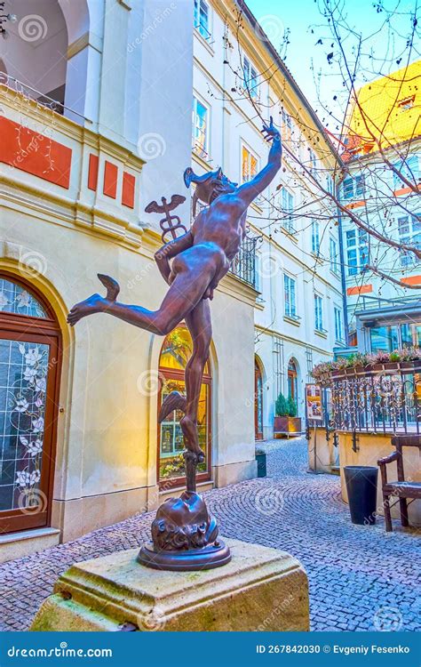 The Sculpture To Roman God Mercury in the Courtyard in Old Town of ...