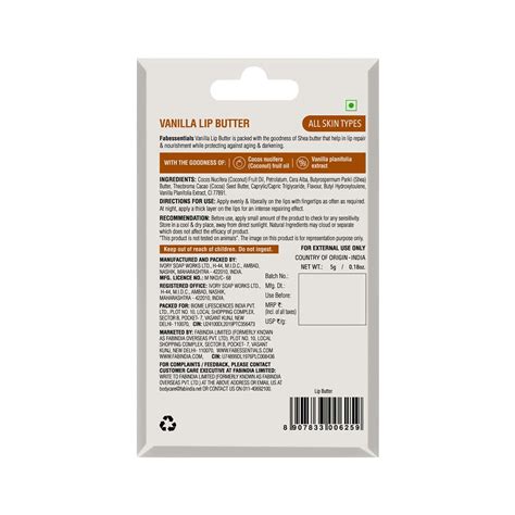 Buy FABESSENTIALS VANILLA LIP BUTTER 5 GM Online & Get Upto 60% OFF at ...