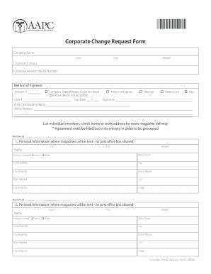 Fillable Online Corporate Change Request Information Fax Email Print ...