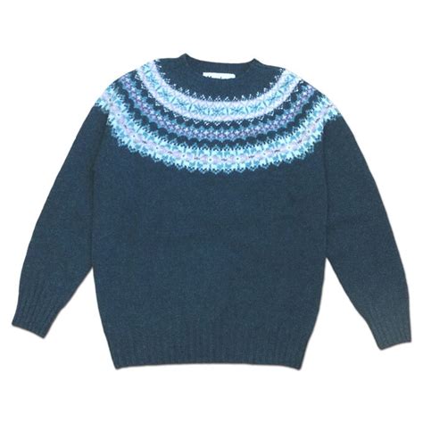 Harley of Scotland ノルディッククルーネックセーター STORM フェアアイル柄 ニット ハーレーオブスコットランド ...