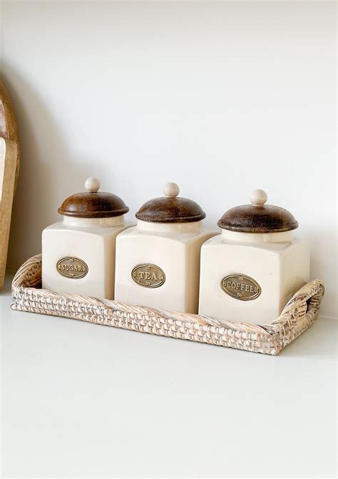 Unusual Tea Coffee Sugar Jars Cottage Country Style | Just Kitchen ...