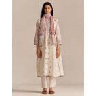 Beige Embroidered Viscose Chanderi Suit- Set of 3