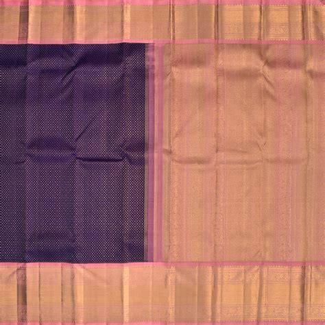 Navy Blue Kanchipuram Silk Saree with Zari Kattam Design