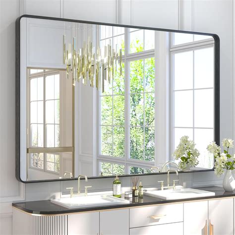 Amazon.com: TETOTE 60 x 40 Inch Black Frame Mirror, Bathroom Vanity ...