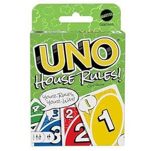 Mattel Games UNO House Rules Card Game for Family Evenings, Game Nights ...