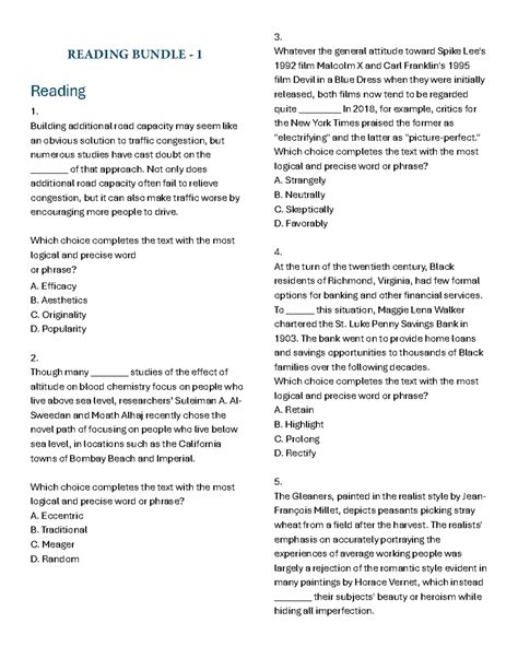 Reading Bundle 1: Logical Completion Exercises and Analysis - Studocu