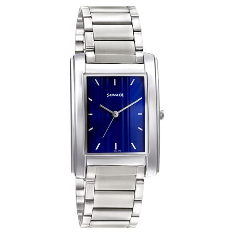 Buy Online Sonata Quartz Analog Blue Dial Stainless Steel Strap Watch ...