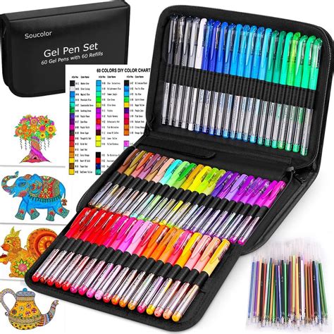 Gel Pens for Adult Coloring Books, 122 Pack Artist Colored Gel Marker ...