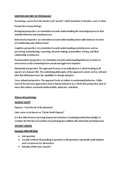 PSY 101: Overview of Western and Indian Psychology Perspectives - Studocu