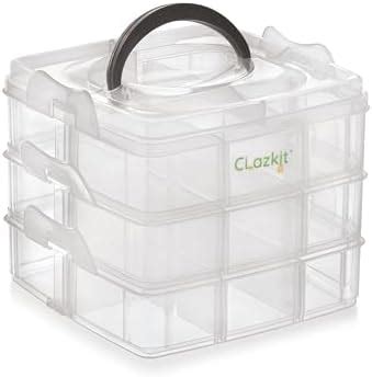 Clazkit Jewellery Organisers Plastic 3 layer 18 Grid Square Portable ...