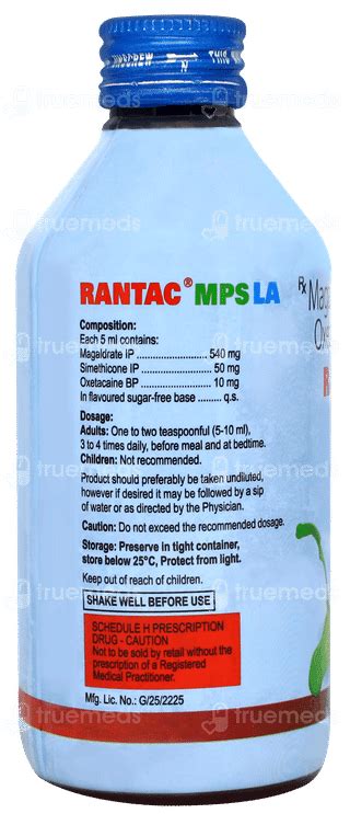 Rantac Mps La Suspension 200 Ml - Uses, Side Effects, Dosage, Price ...