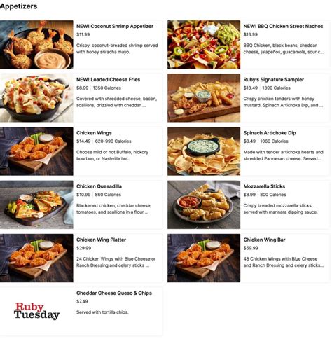 Image result for Ruby Tuesday Full Menu