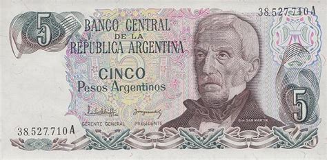 阿根廷 5比索 1983（签名1）.-世界钱币收藏网|外国纸币收藏网|文交所免费开户（目前国内专业、全面的钱币收藏网站）