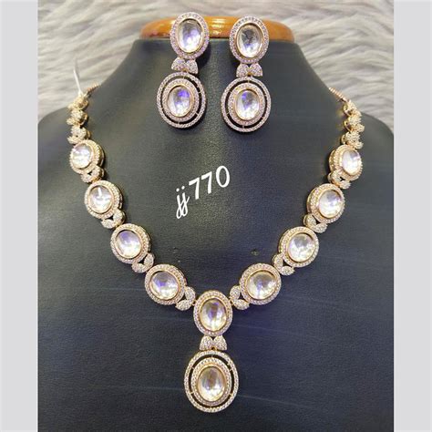 Jain Jewellers Gold Plated American Diamond Necklace Set – JewelEMarket