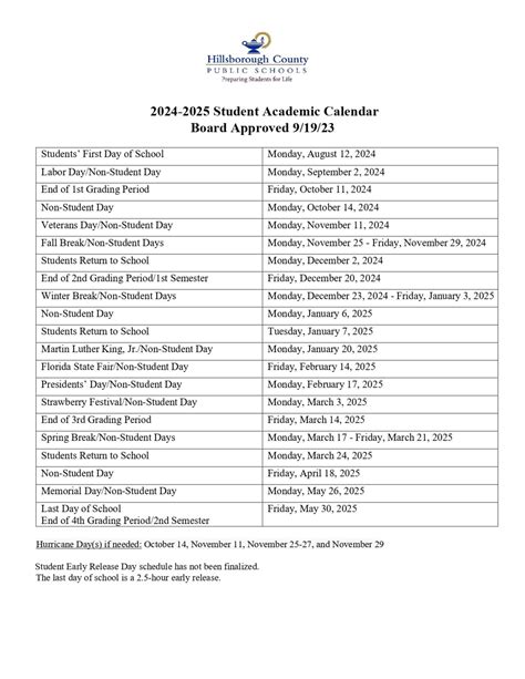 Hillsborough County Public Schools Calendar 2024-2025 [PDF]