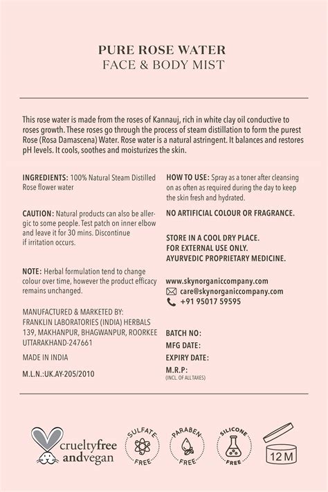 Buy Online Pure Rose Water Face & Body Mist | Skynorganic