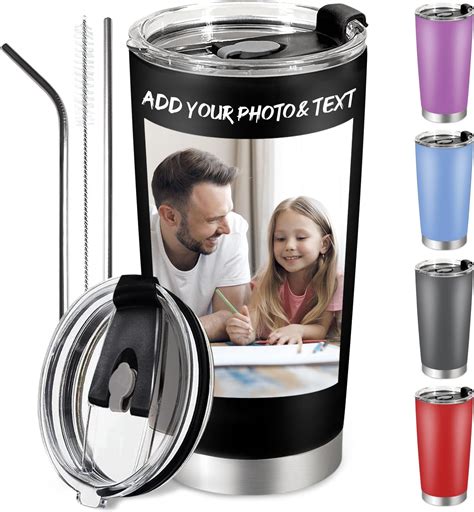Amazon.com | Custom Coffee Tumbler with Photo Text, Personalized 20oz ...