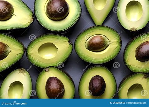Rows of avocados fruit stock illustration. Illustration of meal - 269283658