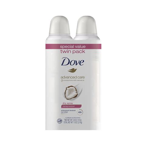 Dove Advanced Care Women's Antiperspirant Deodorant Dry Spray Twin Pack ...