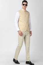Buy Men Khaki Print Nehru Jacket Online - 682008 | Peter England