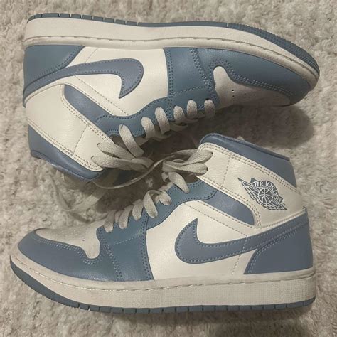 NIKE Jordan blue and white high tops - barely worn... - Depop