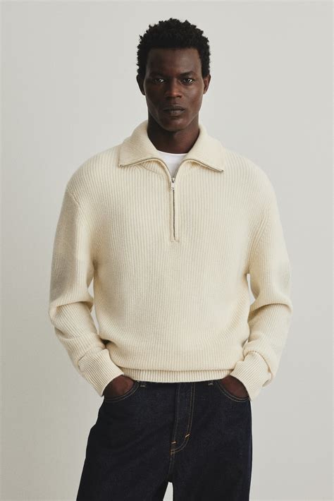 Regular-Fit Half-Zip Wool Polo Sweater - Light beige - Men | H&M US
