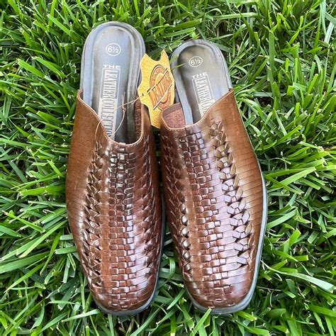 NWT The Leather Collection Woven Leather Mules Size... - Depop