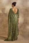 Buy Olive Green Organza, Lycra, Satin Beads, Sequins, Embellished Saree ...