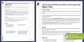 👉 Product Rule for Counting with Combinations Worksheet