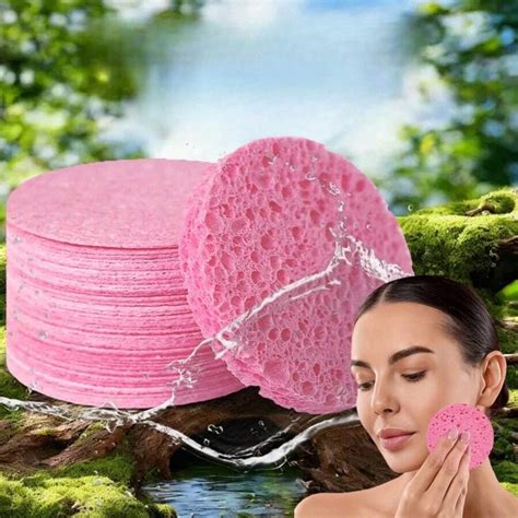 7.5cm*1cm Natural Wood Wood Pulp Fiber Facial Cleansing Sponge, Makeup ...