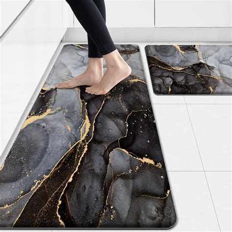 Everly Quinn Anti Fatigue Kitchen Mat,Black Kitchen Rugs Non Slip ...