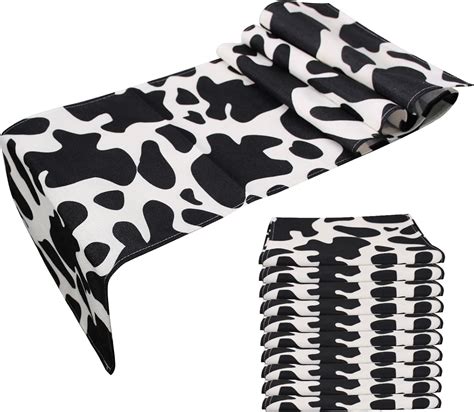 Amazon.com: 10 Pcs Linen Cow Print Table Runner Black and White Farm ...