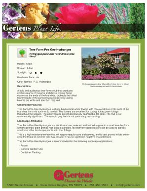 Fillable Online Tree Form Pee Gee Hydrangea - Gertens Fax Email Print ...