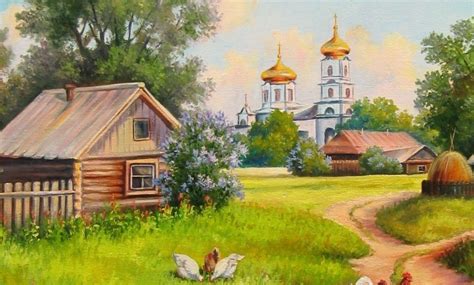 Деревня рисунок для детей - 76 фото