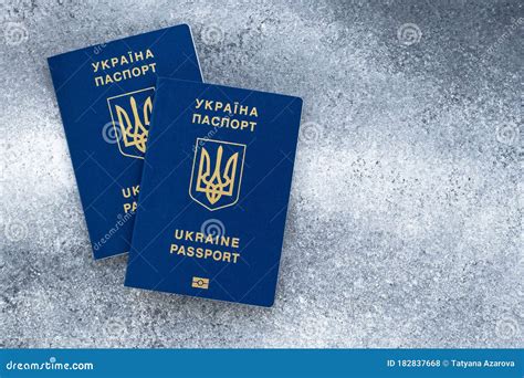 乌克兰公民的两本生物识别国际护照，乌克兰旅行证件 灰色背景，空位，复制 库存照片 - 图片 包括有 移民, 冒险家: 182837668