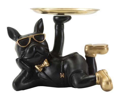 Statue Hund 27 x 18.5 x 17 cm Harz Schwarz Gold | Natur24