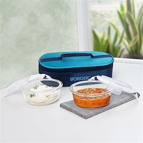 Buy Borosil Elite Lunchbox with Bag | 2 pc Square Container Set (320 ml ...