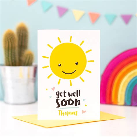 Sunshine Get Well Soon Card / Personalised Get Well Soon Card / for ...