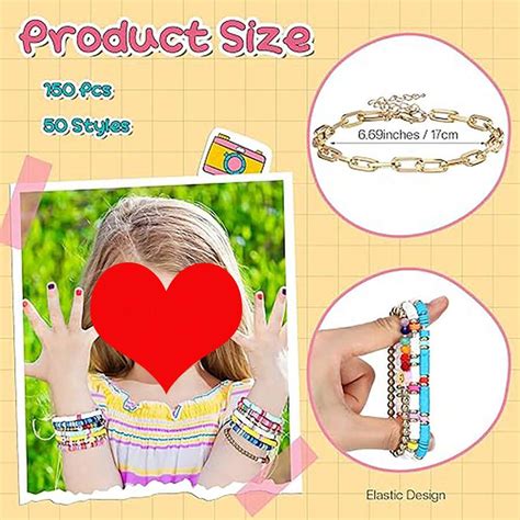 15 Pcs Random Preppy Heishi Bracelets Set Friendship Bracelets Bulk ...