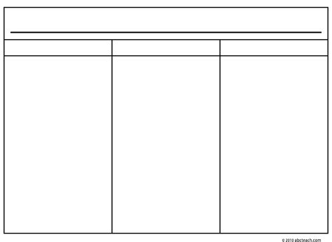 Printable Blank 3 Column Chart With Lines - Printable Templates
